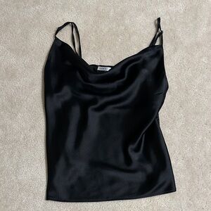 Elegant Black Satin Cami Top